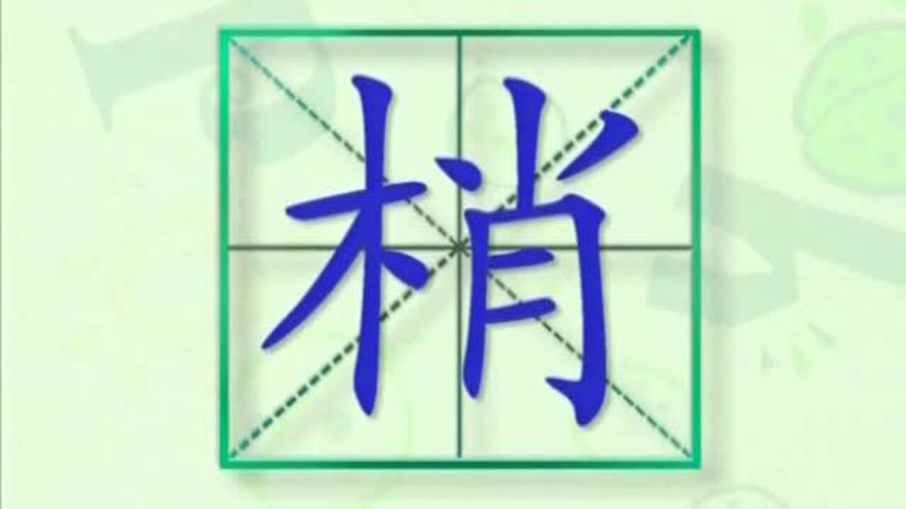 大家一起跟着视频学习生字梢的写法学习拼音和英文读法