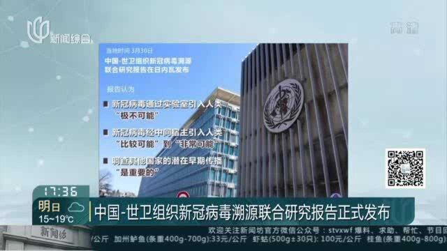 中国世卫组织新冠病毒溯源联合研究报告正式发布