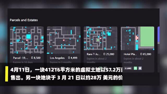 “虚拟NFT房产”被热炒:1块网络虚拟地卖57万美元