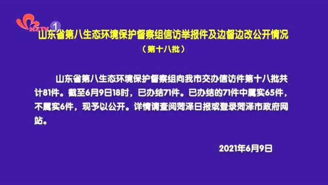 山东省第八生态环境保护督察组信访举报件及边督边改公开情况(第十八批)