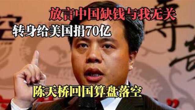 放言中国缺钱与我无关,转身就给美国捐70亿,陈天桥回国算盘落空