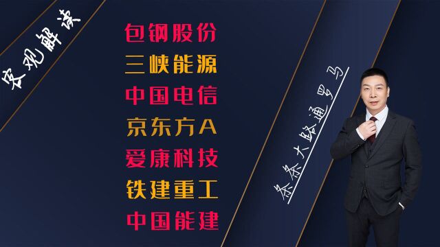 包钢股份、中国电信、三峡能源、爱康科技、京东方A、中国能建、铁建重工