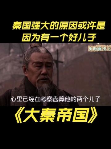 大秦帝国秦国强大的原因或许是因为有一个好儿子