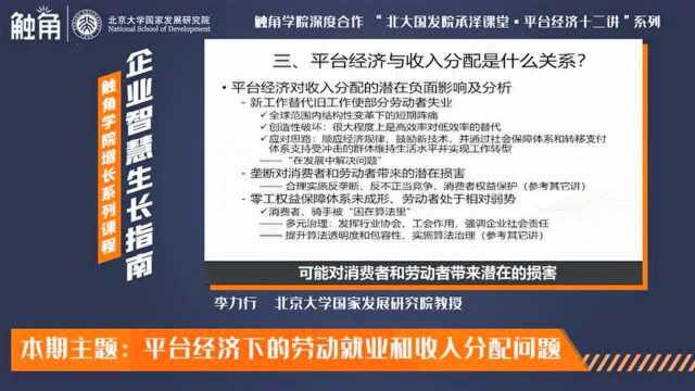 视频 | 李力行:平台经济对收入分配有何负面影响?