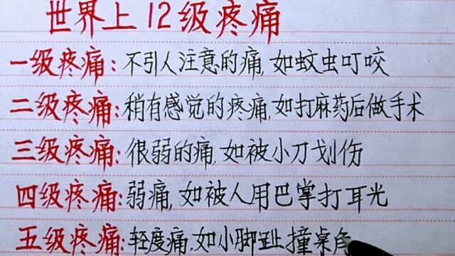 人类疼痛分为12等级,看完你有什么感受呢?