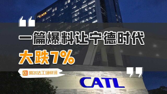 一篇爆料让宁德时代大跌7%