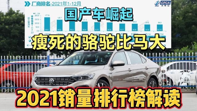 2021年汽车销量排行榜,大众销量依然遥遥领先,国产车击败日系车