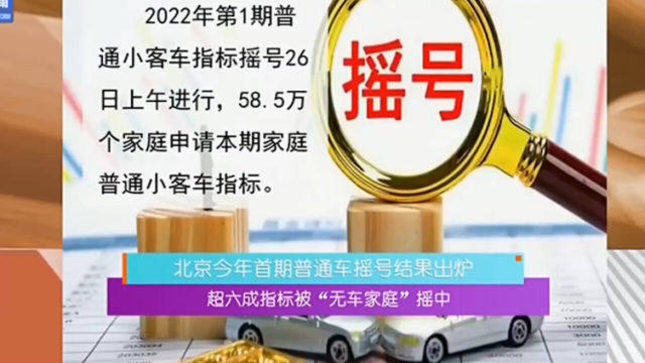 注意!北京今年首期普通车摇号结果出炉,超六成指标被“无车家庭”摇中