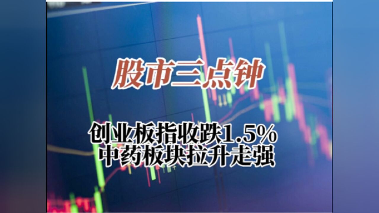 创业板指收跌1.5% 中药板块拉升走强