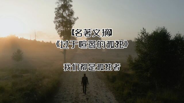 【名著文摘】《过于喧嚣的孤独》:我们都是孤独者.