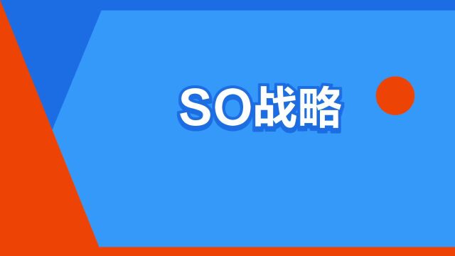 “SO战略”是什么意思?