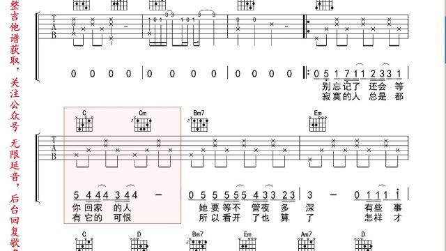 我太笨,吉他谱,动态吉他谱,吉他弹唱谱,无限延音吉他
