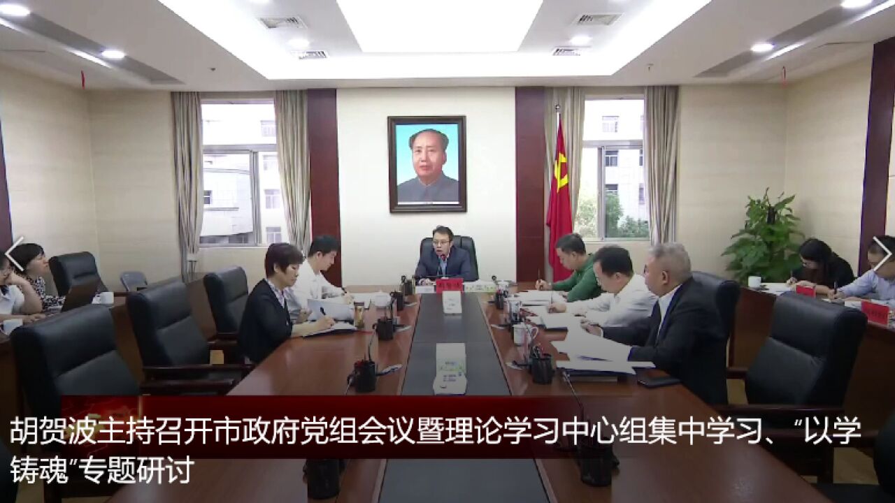 胡贺波主持召开市政府党组会议暨理论学习中心组集中学习、“以学铸魂”专题研讨