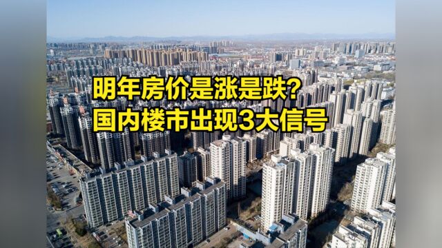 明年房价是涨是跌?国内楼市出现3大信号,原来早已有迹可循