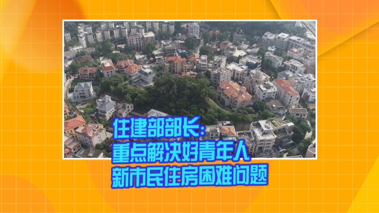 住建部部长:重点解决好青年人 新市民住房困难问题