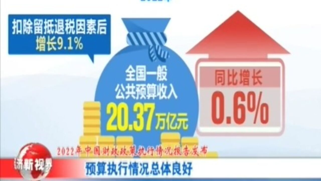 2022年中国财政政策执行情况报告发布:预算执行情况总体良好