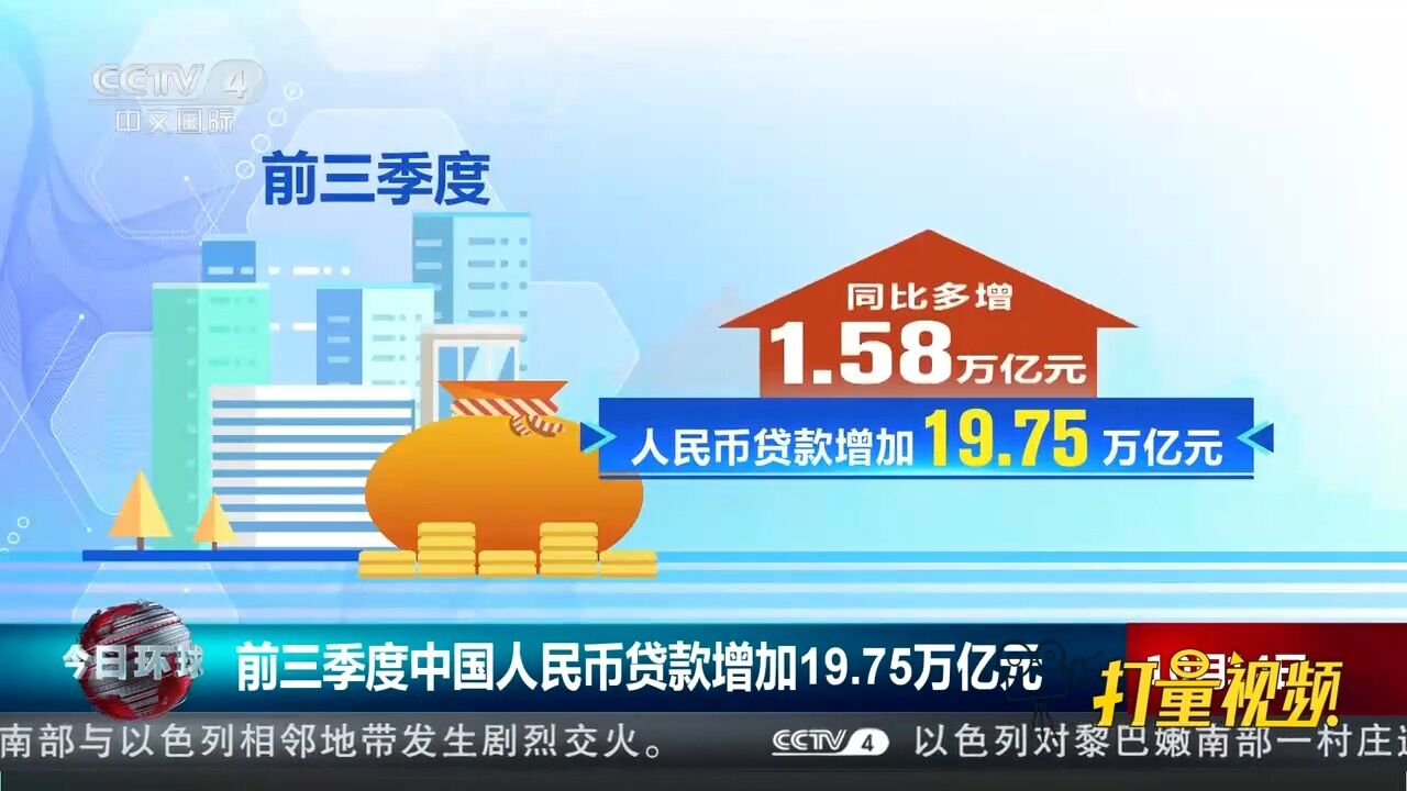 前三季度中国人民币贷款增加19.75万亿元