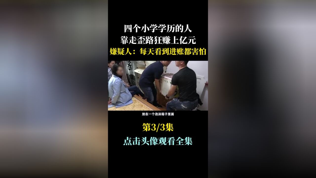 四个小学学历的人,靠歪门邪道狂赚上亿元,嫌疑人:每天看到钱进账就害怕