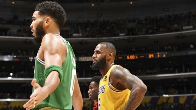 两支传统豪强全部陷入被动！NBA历史共27次湖人和绿军同进分区决赛，第2次同时0-2落后