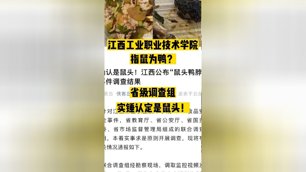 江西工业职业技术学院指鼠为鸭?省级调查组实锤认定是鼠头!