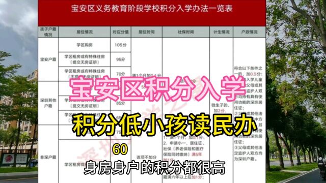 宝安区积分入学,两个小孩都只能读民办,深漂族们,一起加油