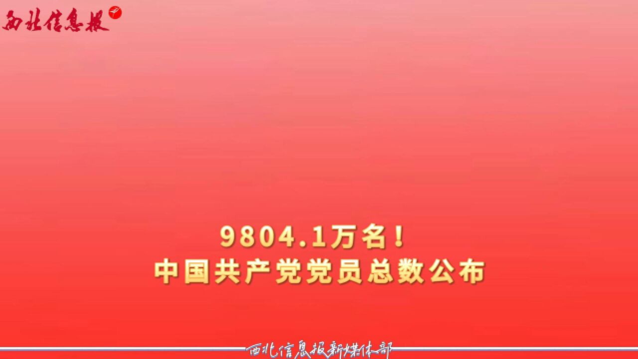 9804.1万名!中国共产党党员总数公布