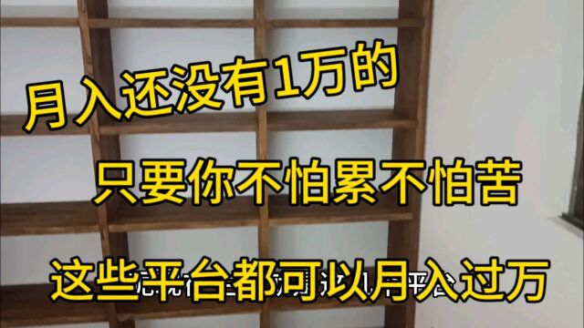 如果你一个月收入还没到1万.不妨看看这些平台,只要你不怕苦不怕累,月收入过万不是梦.