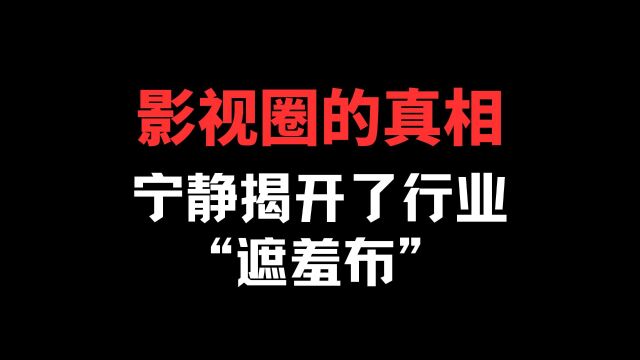 影视圈的真相:宁静揭开了行业的“遮羞布”