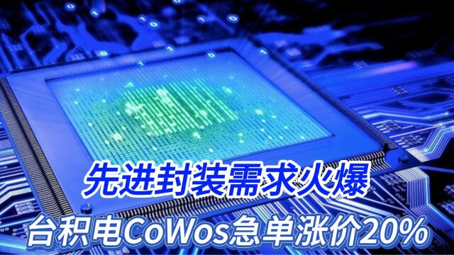 先进封装需求火爆 台积电CoWos急单涨价20%