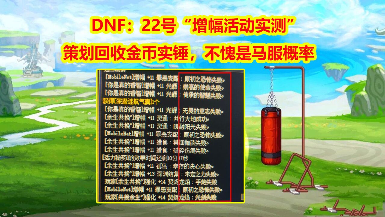 DNF:22号“增幅活动实测”!策划回收金币实锤,不愧是马服概率