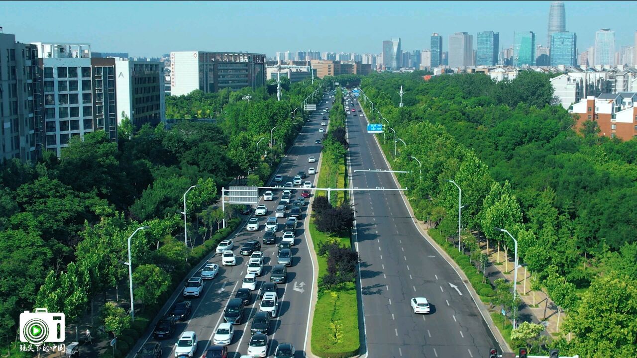 郑州龙湖外环东路绿树成荫,花香四溢,这条街道真是令人赞叹不已