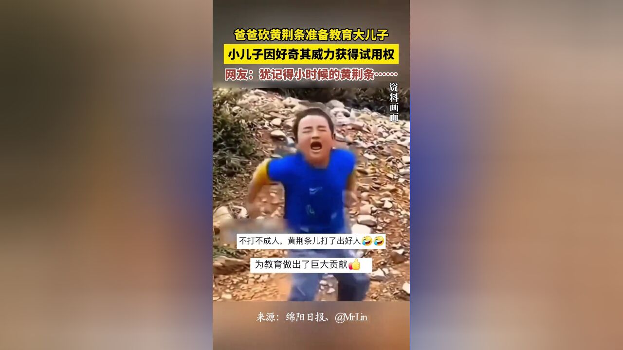 爸爸深夜砍黄荆条准备教育大儿子,小儿子因好奇获得优先试用权