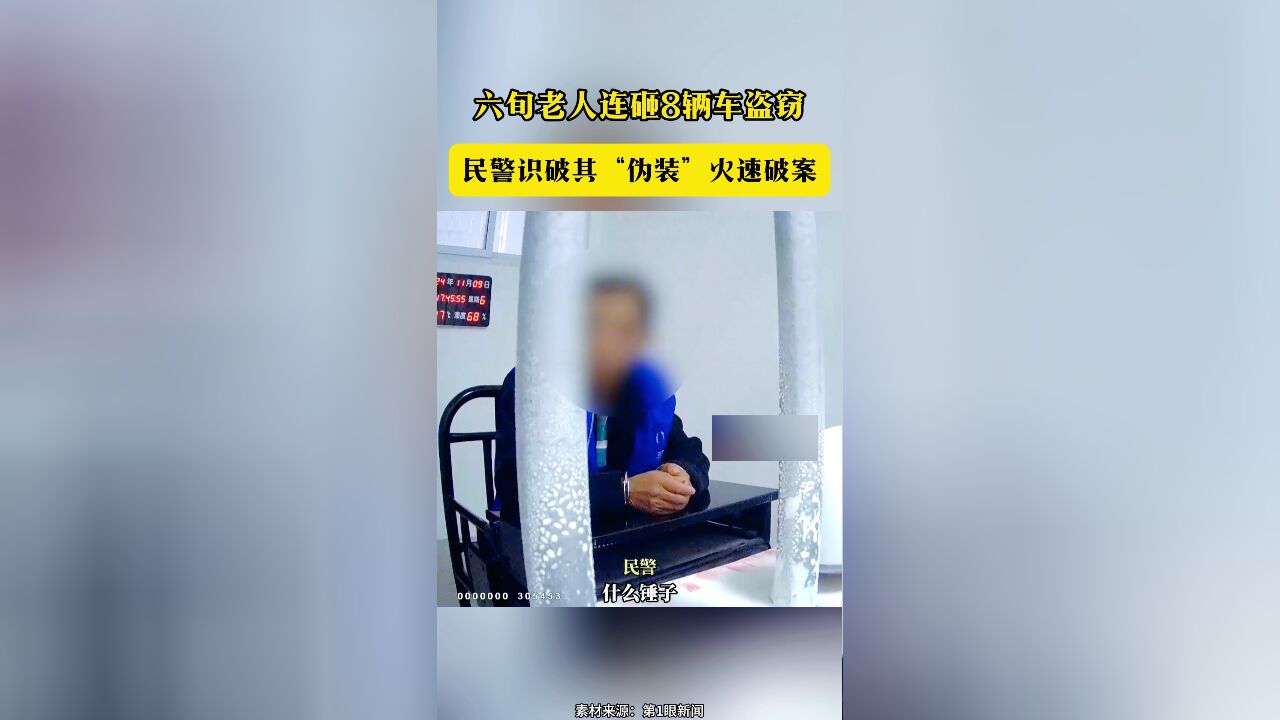 六旬老人连砸8辆车盗窃 民警识破其“伪装”火速破案