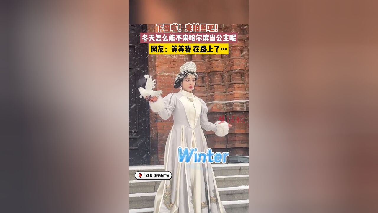 下雪啦!来拍照吧!冬天怎么能不来哈尔滨当公主呢