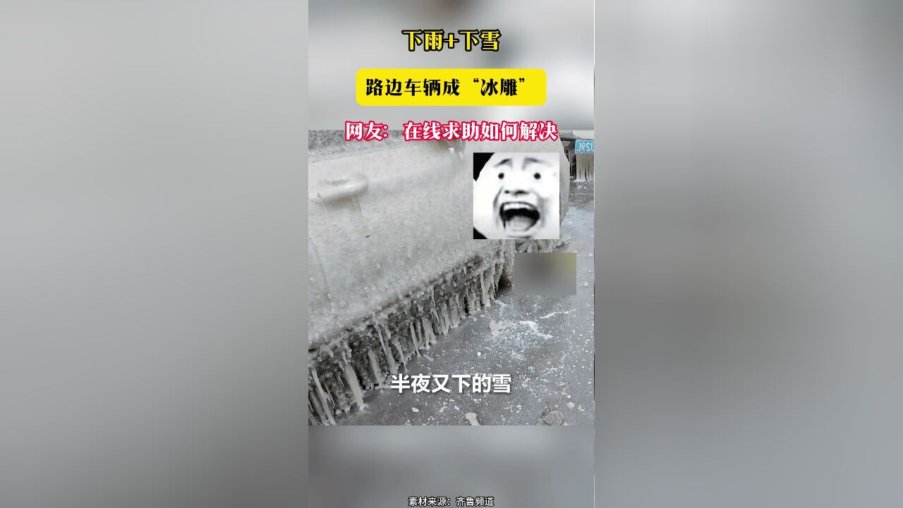 下雨+下雪 路边车辆成“冰雕”网友:在线求助如何解决