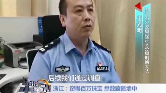 浙江:窃得百万珠宝 悉数藏匿墙中