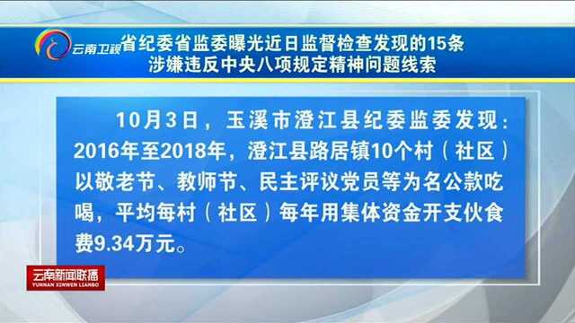 省纪委省监委曝光近日监督检查发现的15条涉嫌违反中央八项规定精神问题线索