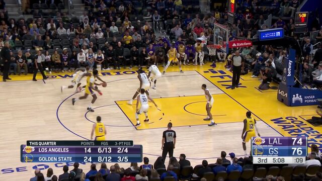 NBA季前赛：湖人vs勇士中文解说全场回放
