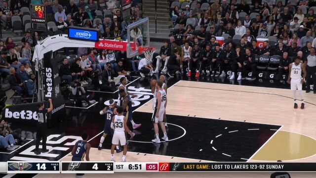 鹈鹕129-110马刺 锡安32+11送马刺6连败