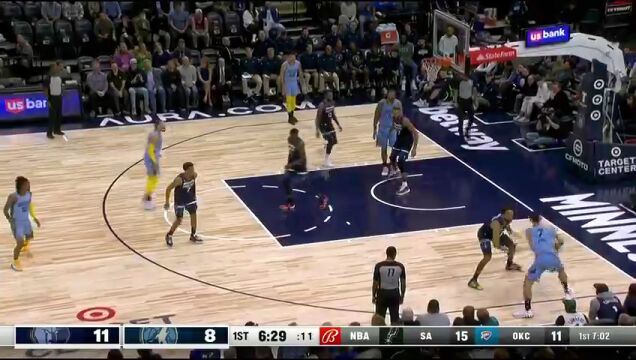 NBA常规赛：灰熊vs森林狼第1节中文解说回放