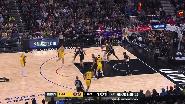 NBA常规赛：湖人vs快船英文原声全场回放