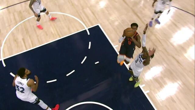 NBA常规赛：尼克斯vs森林狼第4节英文原声回放