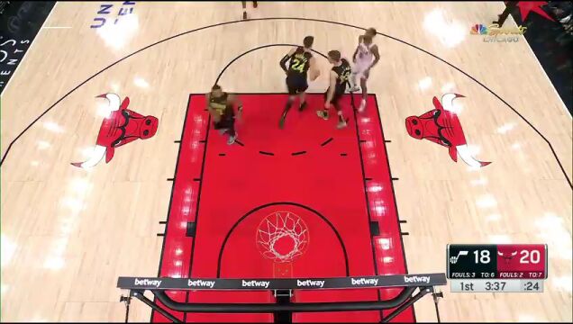 NBA常规赛：爵士vs公牛第1节英文原声回放