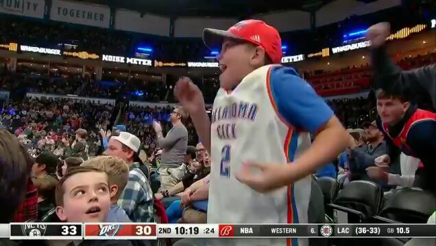 NBA常规赛：篮网vs雷霆第2节英文原声回放