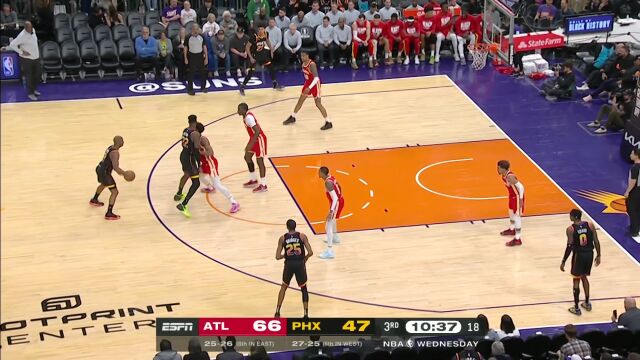  NBA常规赛：老鹰vs太阳第3节英文原声回放