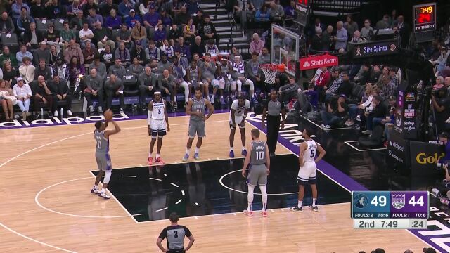 NBA常规赛：森林狼vs国王第2节英文原声回放