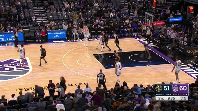 强硬进攻势大力沉 约基奇顶开莱恩挑篮打进