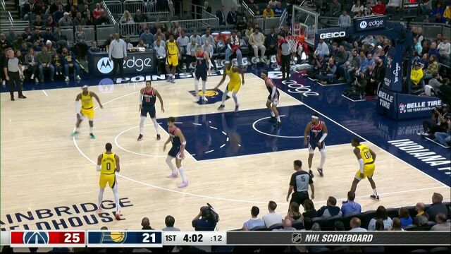 NBA常规赛：奇才vs步行者第1节 英文解说回放