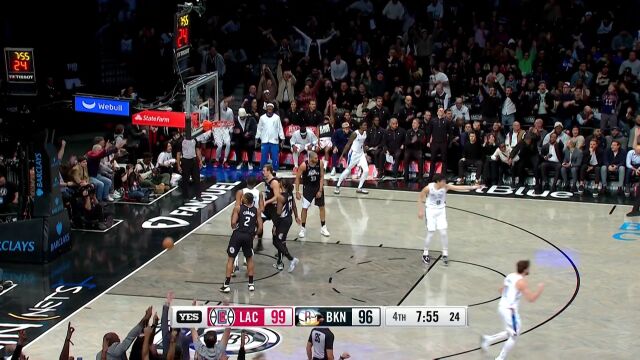 彻底点燃球馆！篮网狂打一波14-0小高潮扭转局势