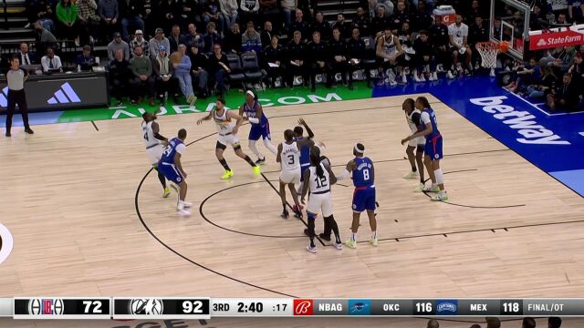 NBA常规赛：快船vs森林狼第3节中文解说回放